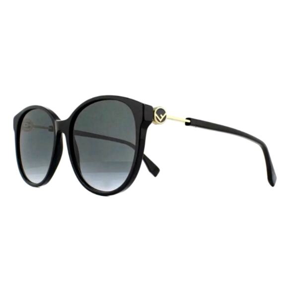 NWT$325 FENDI FF Black Grey Shaded Round 0412/S 203274 (807 9O) 58mm Sunglasses main image 10